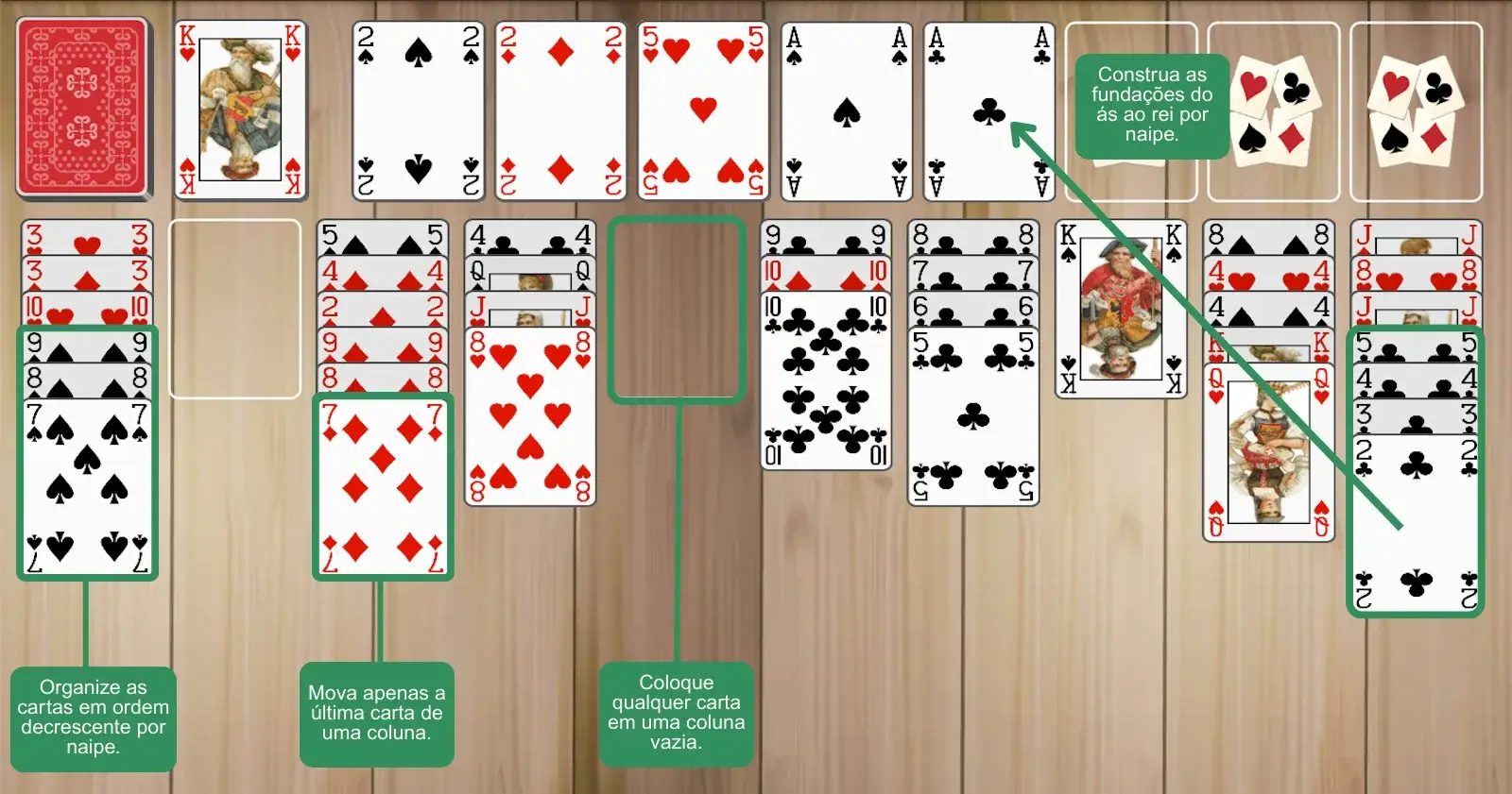 Exemplos de regras do Forty Thieves